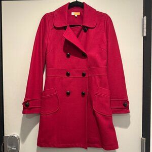 Tulle Red Pea Coat, Size M